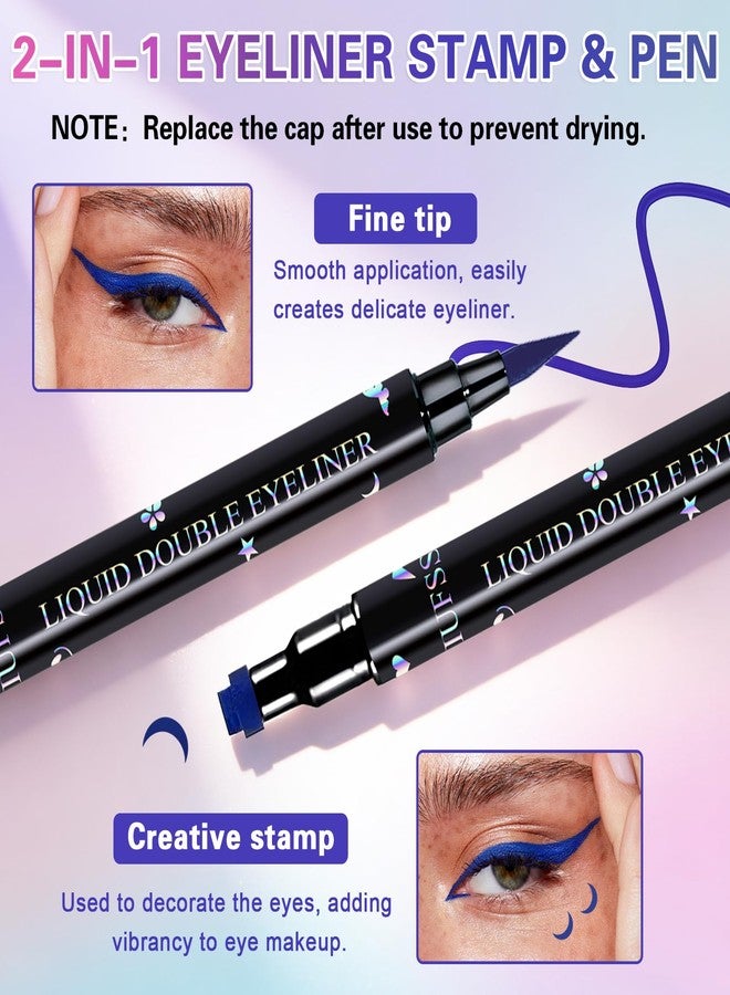 QIUFSSE 7PCS Colorful Eyeliner Stamp Set,Double-headed Liquid Eyeliner Pencil Face Stamps Makeup,Long-lasting Delineador de Ojos Contra el Agua - Image 3